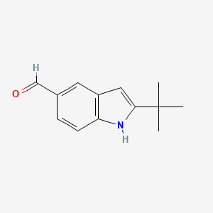 molecular formula C13H15NO B11895686 2-(tert-Butyl)-1H-indole-5-carbaldehyde 