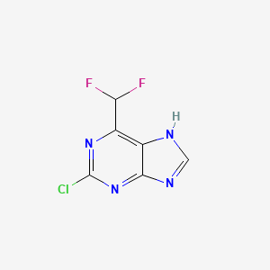 molecular formula C6H3ClF2N4 B11896490 2-Chloro-6-(difluoromethyl)-9H-purine 