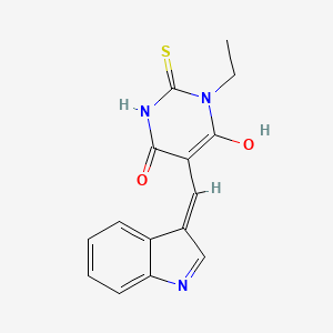 molecular formula C15H13N3O2S B1189667 1-ethyl-5-(1H-indol-3-ylmethylene)-2-thioxodihydro-4,6(1H,5H)-pyrimidinedione 