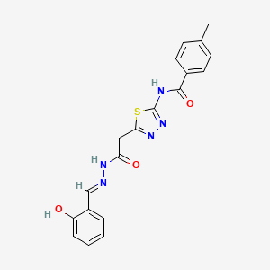 molecular formula C19H17N5O3S B1189668 N-(5-{2-[2-(2-hydroxybenzylidene)hydrazino]-2-oxoethyl}-1,3,4-thiadiazol-2-yl)-4-methylbenzamide 