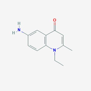 molecular formula C12H14N2O B11896729 6-Amino-1-ethyl-2-methylquinolin-4(1H)-one 