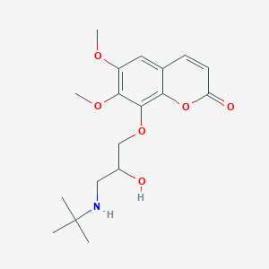 molecular formula C18H25NO6 B118968 6,7-Dimethoxy-8-(3-tert-butylamino-2-hydroxypropoxy)-2H-1-benzopyran-2-one CAS No. 158142-98-4