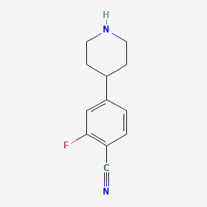 molecular formula C12H13FN2 B11896947 2-Fluoro-4-(piperidin-4-YL)benzonitrile CAS No. 1035264-55-1