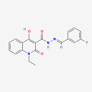 molecular formula C19H16FN3O3 B1189730 1-ethyl-N'-(3-fluorobenzylidene)-4-hydroxy-2-oxo-1,2-dihydro-3-quinolinecarbohydrazide 