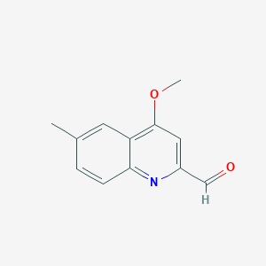 molecular formula C12H11NO2 B11897382 4-Methoxy-6-methylquinoline-2-carbaldehyde 