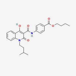 molecular formula C26H30N2O5 B1189761 Butyl 4-({[4-hydroxy-1-(3-methylbutyl)-2-oxo-1,2-dihydroquinolin-3-yl]carbonyl}amino)benzoate 