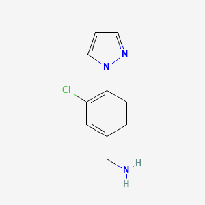 molecular formula C10H10ClN3 B11897792 (3-Chloro-4-(1H-pyrazol-1-yl)phenyl)methanamine 