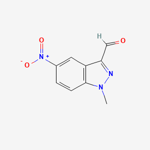 molecular formula C9H7N3O3 B11897933 1-Methyl-5-nitro-1H-indazole-3-carbaldehyde 