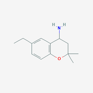 molecular formula C13H19NO B11897960 6-Ethyl-2,2-dimethylchroman-4-amine 