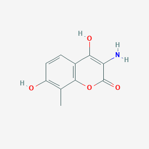 molecular formula C10H9NO4 B11897972 3-Amino-4,7-dihydroxy-8-methylcoumarin CAS No. 56971-02-9