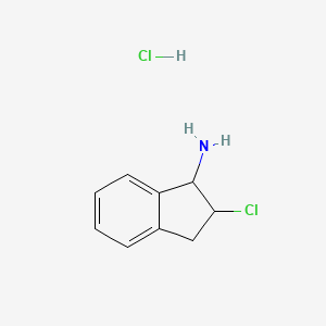 molecular formula C9H11Cl2N B11898348 2-chloro-2,3-dihydro-1H-inden-1-amine hydrochloride 