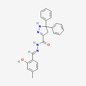 molecular formula C24H22N4O2 B1189844 N'-(2-hydroxy-4-methylbenzylidene)-5,5-diphenyl-4,5-dihydro-1H-pyrazole-3-carbohydrazide 
