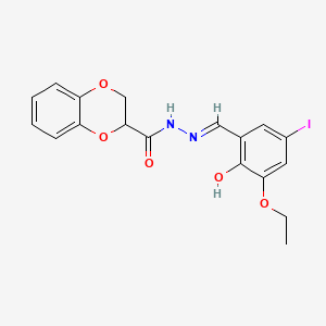 molecular formula C18H17IN2O5 B1189850 N'-(3-ethoxy-2-hydroxy-5-iodobenzylidene)-2,3-dihydro-1,4-benzodioxine-2-carbohydrazide 