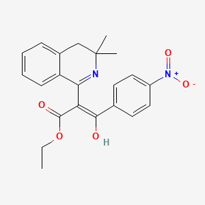 molecular formula C22H22N2O5 B1189864 ethyl 2-(3,3-dimethyl-3,4-dihydro-1(2H)-isoquinolinylidene)-3-{4-nitrophenyl}-3-oxopropanoate 