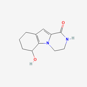 molecular formula C11H14N2O2 B11898846 6-Hydroxy-3,4,6,7,8,9-hexahydropyrazino[1,2-a]indol-1(2H)-one 