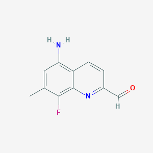 molecular formula C11H9FN2O B11898902 5-Amino-8-fluoro-7-methylquinoline-2-carbaldehyde 