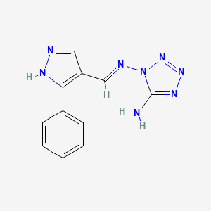 molecular formula C11H10N8 B1189930 N-(5-amino-1H-tetraazol-1-yl)-N-[(3-phenyl-1H-pyrazol-4-yl)methylene]amine 