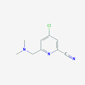 molecular formula C9H10ClN3 B11899976 4-Chloro-6-((dimethylamino)methyl)picolinonitrile 