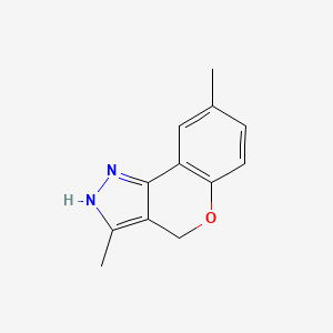 molecular formula C12H12N2O B11900026 3,8-Dimethyl-1,4-dihydrochromeno[4,3-c]pyrazole CAS No. 62407-05-0