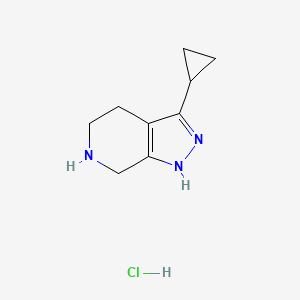 molecular formula C9H14ClN3 B11900080 3-cyclopropyl-4,5,6,7-tetrahydro-1H-pyrazolo[3,4-c]pyridine hydrochloride CAS No. 733757-90-9