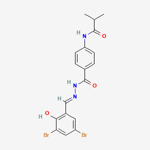 molecular formula C18H17Br2N3O3 B1190057 N-(4-{[2-(3,5-dibromo-2-hydroxybenzylidene)hydrazino]carbonyl}phenyl)-2-methylpropanamide 