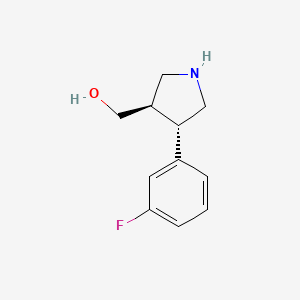 molecular formula C11H14FNO B11900775 ((3R,4S)-4-(3-Fluorophenyl)pyrrolidin-3-YL)methanol 