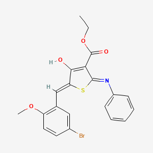 molecular formula C21H18BrNO4S B1190154 ethyl (5Z)-5-(5-bromo-2-methoxybenzylidene)-4-oxo-2-(phenylamino)-4,5-dihydrothiophene-3-carboxylate 