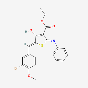 molecular formula C21H18BrNO4S B1190155 Ethyl 2-anilino-5-(3-bromo-4-methoxybenzylidene)-4-oxo-4,5-dihydro-3-thiophenecarboxylate 