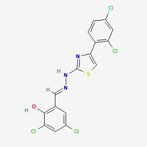 molecular formula C16H9Cl4N3OS B1190157 3,5-Dichloro-2-hydroxybenzaldehyde [4-(2,4-dichlorophenyl)-1,3-thiazol-2-yl]hydrazone 