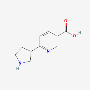 molecular formula C10H12N2O2 B11901660 6-(Pyrrolidin-3-yl)nicotinic acid 
