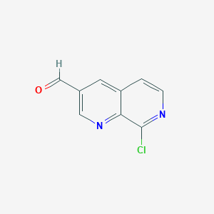 molecular formula C9H5ClN2O B11901805 8-Chloro-1,7-naphthyridine-3-carbaldehyde 