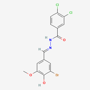 molecular formula C15H11BrCl2N2O3 B1190197 N'-(3-bromo-4-hydroxy-5-methoxybenzylidene)-3,4-dichlorobenzohydrazide 