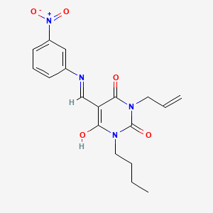 molecular formula C18H20N4O5 B1190226 1-allyl-3-butyl-5-({3-nitroanilino}methylene)-2,4,6(1H,3H,5H)-pyrimidinetrione 