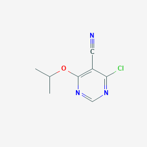 molecular formula C8H8ClN3O B11902320 4-Chloro-6-propan-2-yloxypyrimidine-5-carbonitrile 