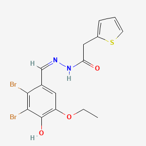 molecular formula C15H14Br2N2O3S B1190262 N'-(2,3-dibromo-5-ethoxy-4-hydroxybenzylidene)-2-(2-thienyl)acetohydrazide 