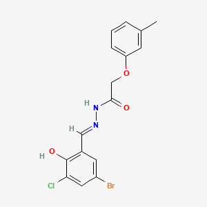 molecular formula C16H14BrClN2O3 B1190263 N'-[(E)-(5-bromo-3-chloro-2-hydroxyphenyl)methylidene]-2-(3-methylphenoxy)acetohydrazide 