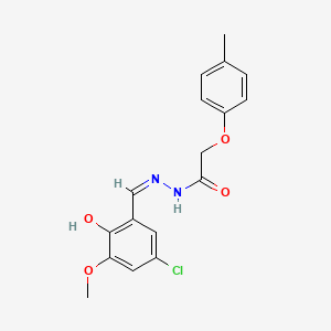 molecular formula C17H17ClN2O4 B1190267 N'-(5-chloro-2-hydroxy-3-methoxybenzylidene)-2-(4-methylphenoxy)acetohydrazide 