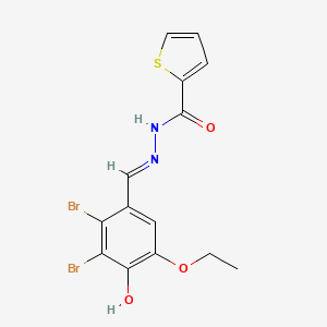 molecular formula C14H12Br2N2O3S B1190269 N'-[(E)-(2,3-dibromo-5-ethoxy-4-hydroxyphenyl)methylidene]thiophene-2-carbohydrazide 
