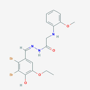 molecular formula C18H19Br2N3O4 B1190270 N'-(2,3-dibromo-5-ethoxy-4-hydroxybenzylidene)-2-(2-methoxyanilino)acetohydrazide 