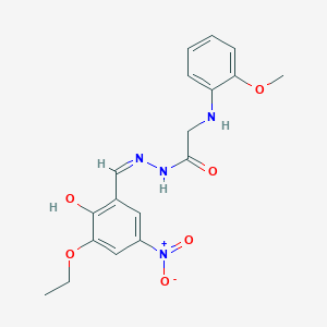 molecular formula C18H20N4O6 B1190272 N'-{3-ethoxy-2-hydroxy-5-nitrobenzylidene}-2-(2-methoxyanilino)acetohydrazide 