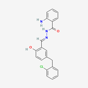 molecular formula C21H18ClN3O2 B1190276 2-amino-N'-[5-(2-chlorobenzyl)-2-hydroxybenzylidene]benzohydrazide 