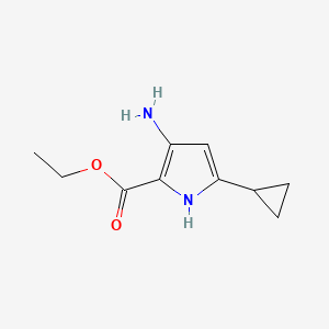 molecular formula C10H14N2O2 B11902856 Ethyl 3-amino-5-cyclopropyl-1H-pyrrole-2-carboxylate CAS No. 1194374-56-5