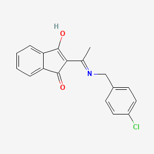 molecular formula C18H14ClNO2 B1190293 2-{1-[(4-chlorobenzyl)amino]ethylidene}-1H-indene-1,3(2H)-dione 