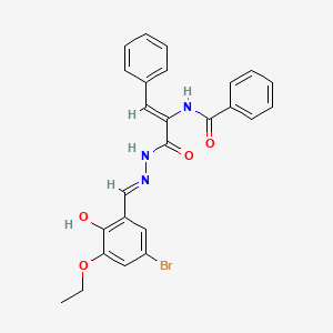 molecular formula C25H22BrN3O4 B1190298 N-(1-{[2-(5-bromo-3-ethoxy-2-hydroxybenzylidene)hydrazino]carbonyl}-2-phenylvinyl)benzamide 