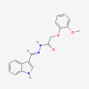 molecular formula C18H17N3O3 B1190303 N'-[(E)-1H-indol-3-ylmethylidene]-2-(2-methoxyphenoxy)acetohydrazide 