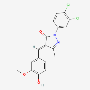 molecular formula C18H14Cl2N2O3 B1190318 2-(3,4-dichlorophenyl)-4-(4-hydroxy-3-methoxybenzylidene)-5-methyl-2,4-dihydro-3H-pyrazol-3-one 