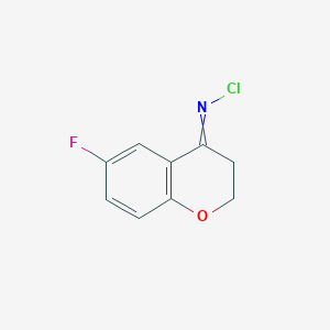 molecular formula C9H7ClFNO B11903256 N-(6-Fluoro-2,3-dihydro-4H-1-benzopyran-4-ylidene)hypochlorous amide CAS No. 90477-45-5