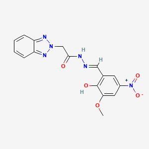 molecular formula C16H14N6O5 B1190338 2-(2H-benzotriazol-2-yl)-N'-[(E)-(2-hydroxy-3-methoxy-5-nitrophenyl)methylidene]acetohydrazide 
