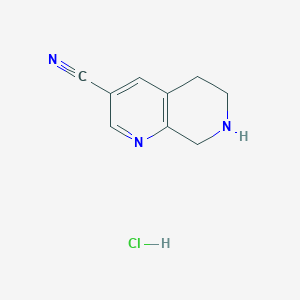 molecular formula C9H10ClN3 B11903494 5,6,7,8-Tetrahydro-1,7-naphthyridine-3-carbonitrile hydrochloride 