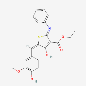 molecular formula C21H19NO5S B1190414 ethyl (5E)-5-(4-hydroxy-3-methoxybenzylidene)-4-oxo-2-(phenylamino)-4,5-dihydrothiophene-3-carboxylate 